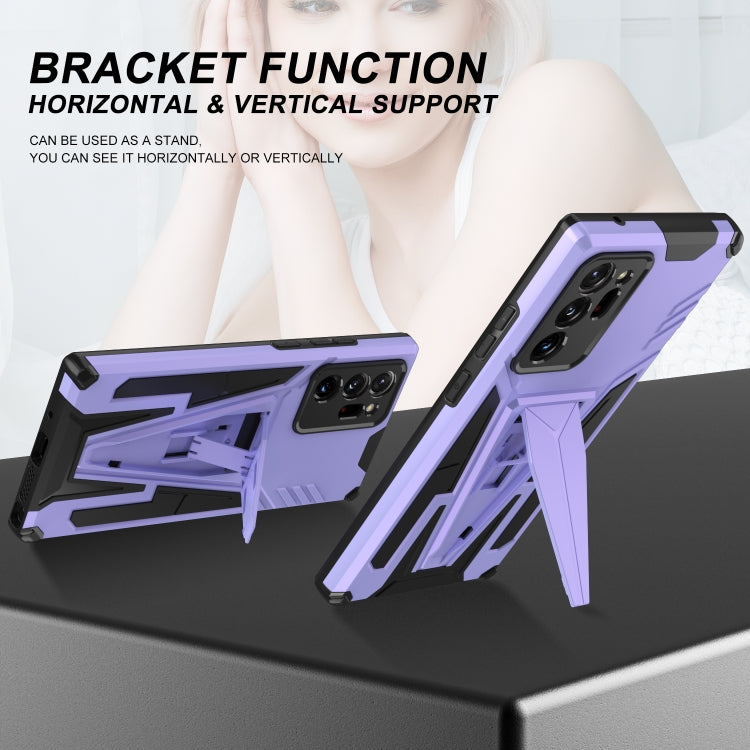 For Samsung Galaxy Note20 Ultra Super V Armor PC + TPU Shockproof Case with Invisible Holder