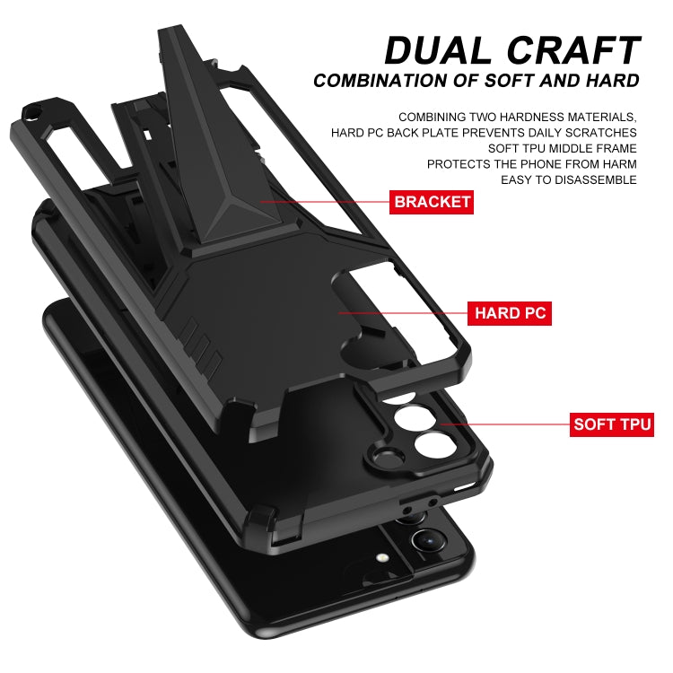 For Samsung Galaxy S21+ 5G Super V Armor PC + TPU Shockproof Case with Invisible Holder