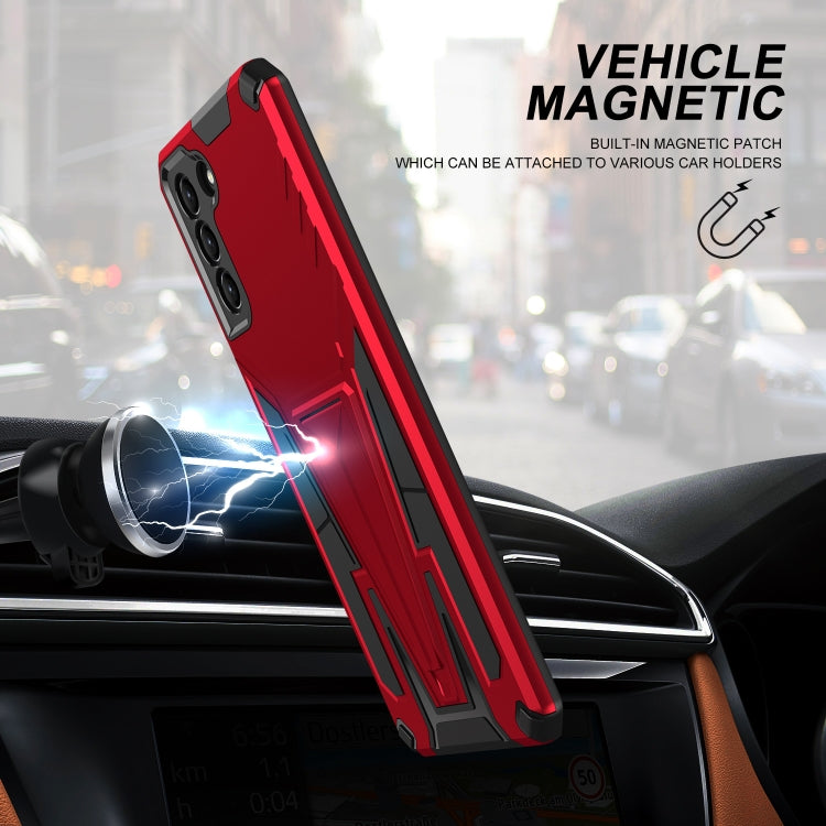 For Samsung Galaxy S21+ 5G Super V Armor PC + TPU Shockproof Case with Invisible Holder