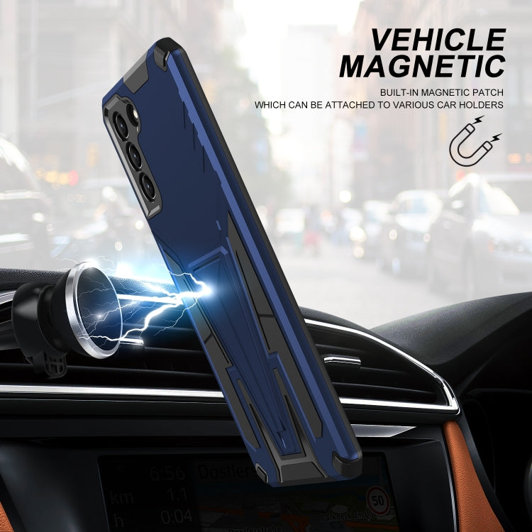 For Samsung Galaxy S21+ 5G Super V Armor PC + TPU Shockproof Case with Invisible Holder
