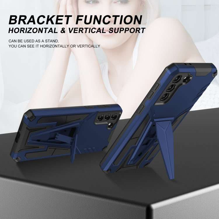 For Samsung Galaxy S21+ 5G Super V Armor PC + TPU Shockproof Case with Invisible Holder