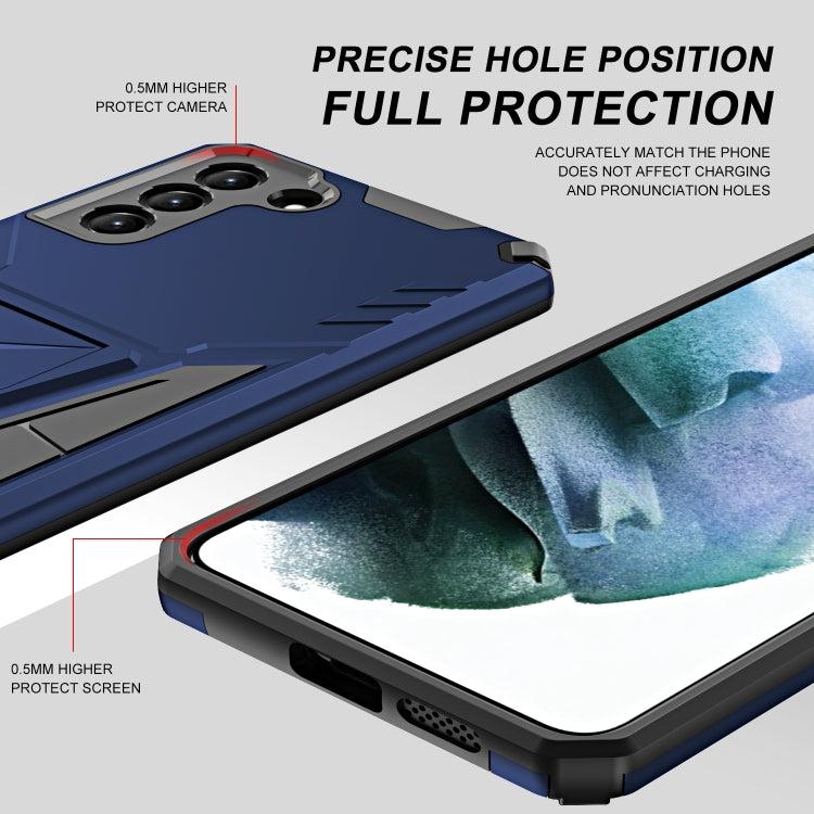 For Samsung Galaxy S21+ 5G Super V Armor PC + TPU Shockproof Case with Invisible Holder