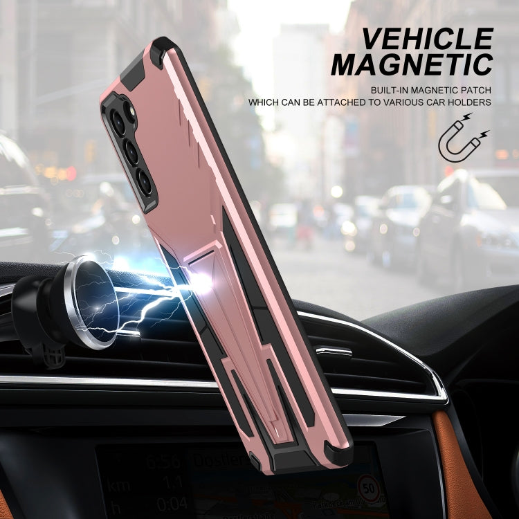 For Samsung Galaxy S21+ 5G Super V Armor PC + TPU Shockproof Case with Invisible Holder