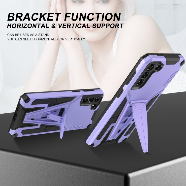 For Samsung Galaxy S21+ 5G Super V Armor PC + TPU Shockproof Case with Invisible Holder