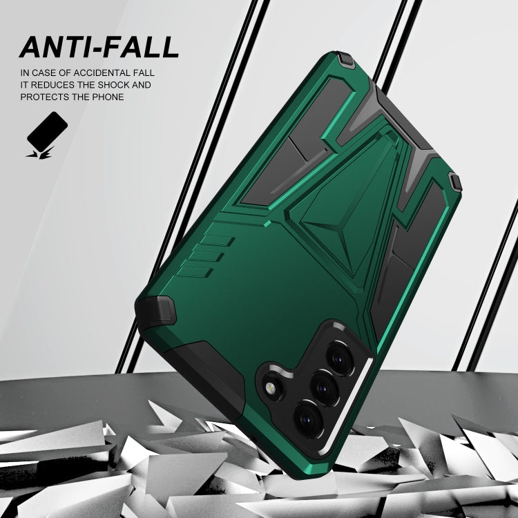 For Samsung Galaxy S21 FE Super V Armor PC + TPU Shockproof Case with Invisible Holder