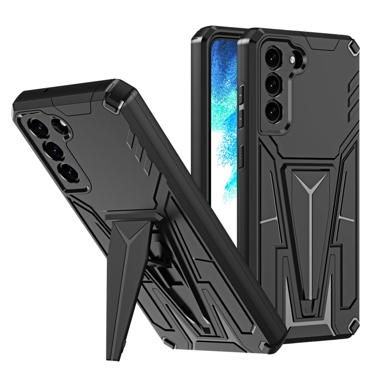 For Samsung Galaxy S21 FE Super V Armor PC + TPU Shockproof Case with Invisible Holder