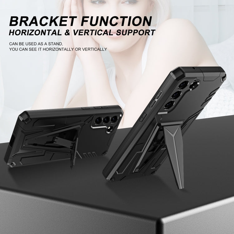For Samsung Galaxy S21 FE Super V Armor PC + TPU Shockproof Case with Invisible Holder