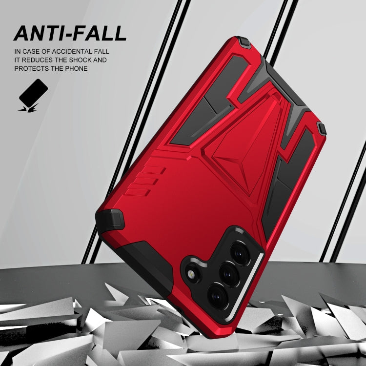 For Samsung Galaxy S21 FE Super V Armor PC + TPU Shockproof Case with Invisible Holder