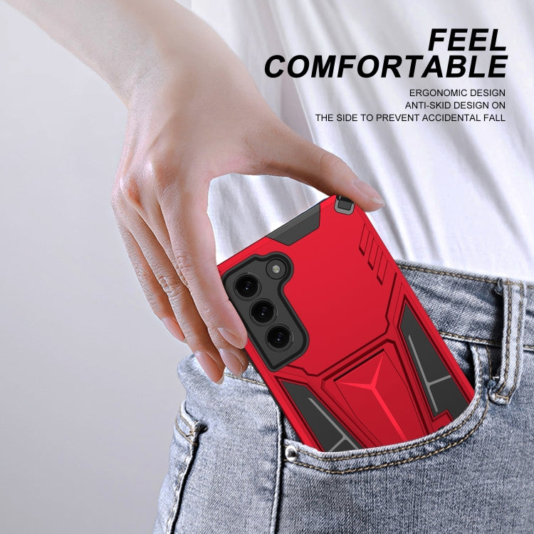 For Samsung Galaxy S21 FE Super V Armor PC + TPU Shockproof Case with Invisible Holder