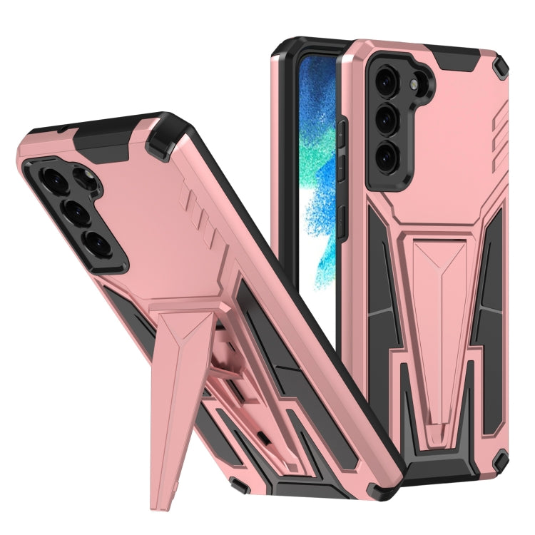 For Samsung Galaxy S21 FE Super V Armor PC + TPU Shockproof Case with Invisible Holder