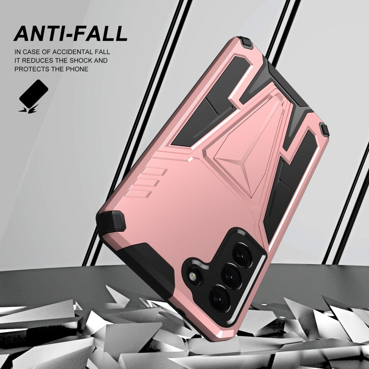 For Samsung Galaxy S21 FE Super V Armor PC + TPU Shockproof Case with Invisible Holder