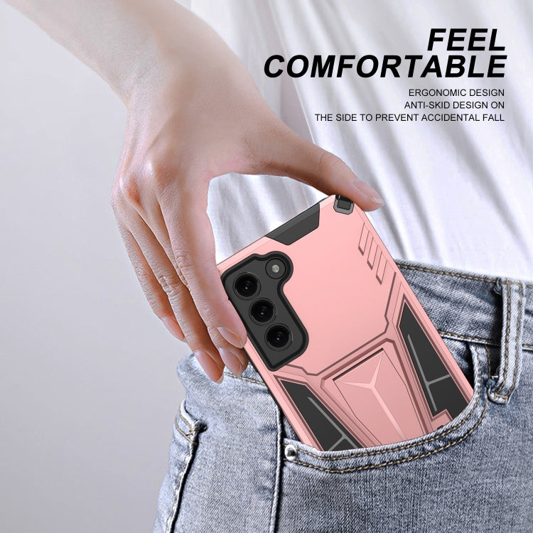 For Samsung Galaxy S21 FE Super V Armor PC + TPU Shockproof Case with Invisible Holder