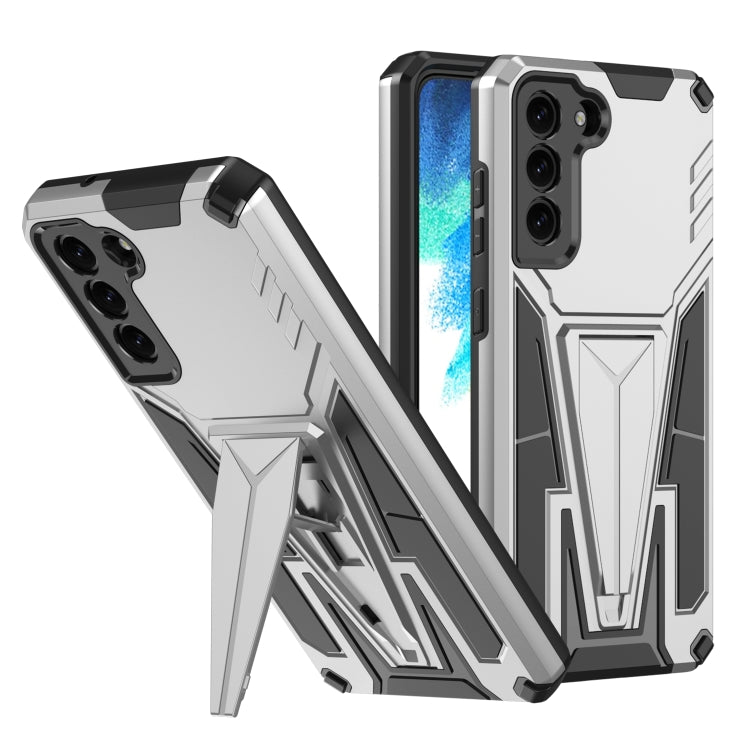 For Samsung Galaxy S21 FE Super V Armor PC + TPU Shockproof Case with Invisible Holder