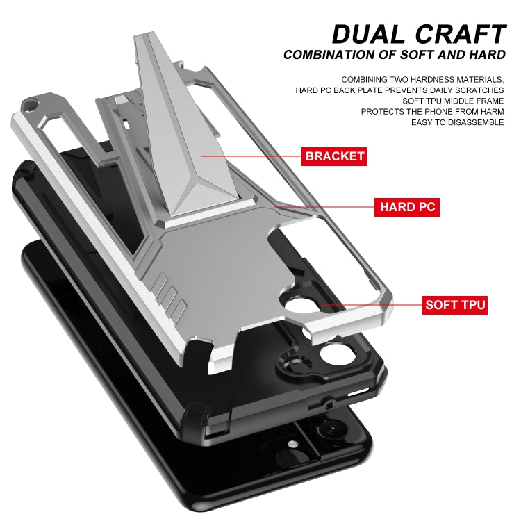 For Samsung Galaxy S21 FE Super V Armor PC + TPU Shockproof Case with Invisible Holder
