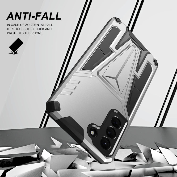 For Samsung Galaxy S21 FE Super V Armor PC + TPU Shockproof Case with Invisible Holder