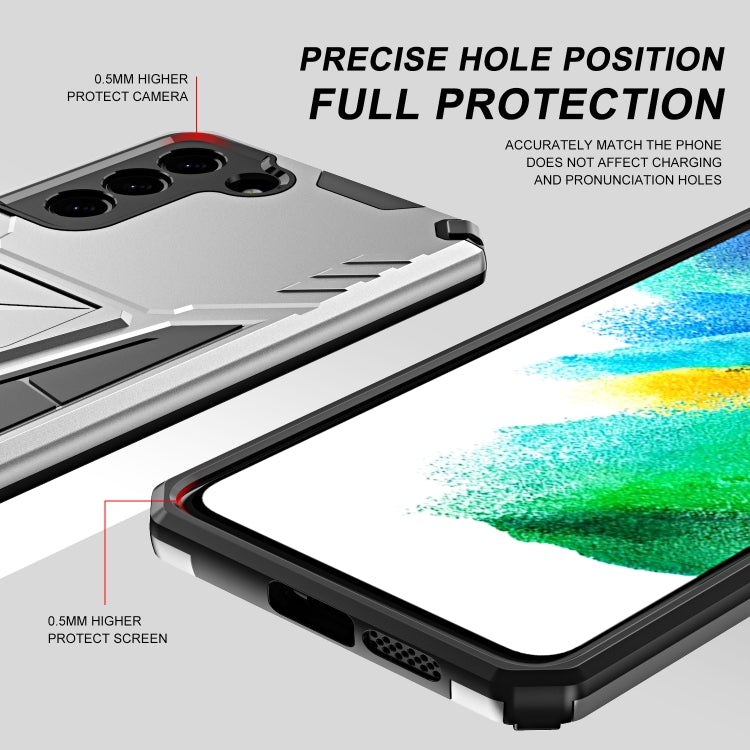For Samsung Galaxy S21 FE Super V Armor PC + TPU Shockproof Case with Invisible Holder