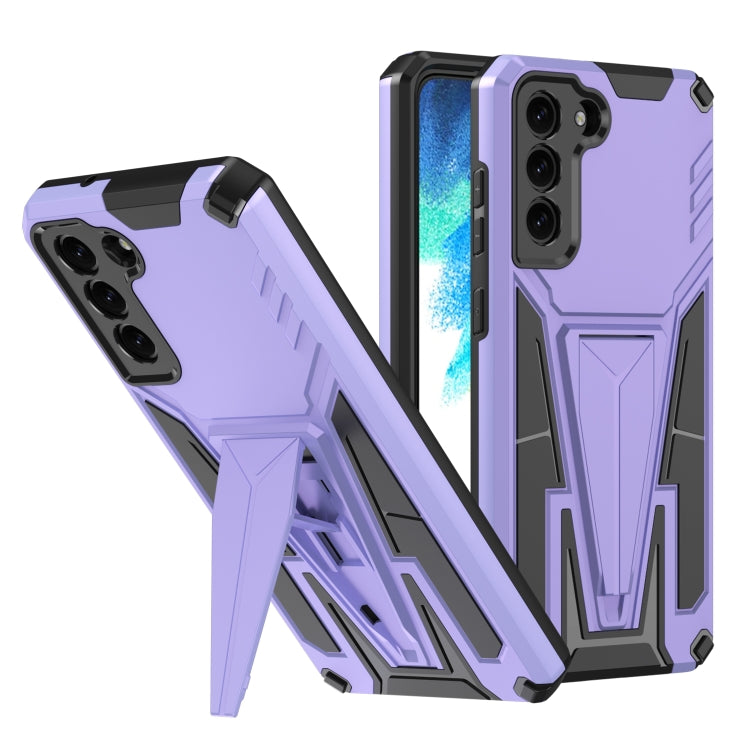 For Samsung Galaxy S21 FE Super V Armor PC + TPU Shockproof Case with Invisible Holder