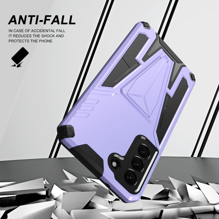 For Samsung Galaxy S21 FE Super V Armor PC + TPU Shockproof Case with Invisible Holder