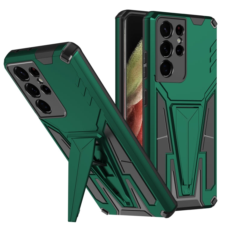 For Samsung Galaxy S21 Ultra 5G Super V Armor PC + TPU Shockproof Case with Invisible Holder