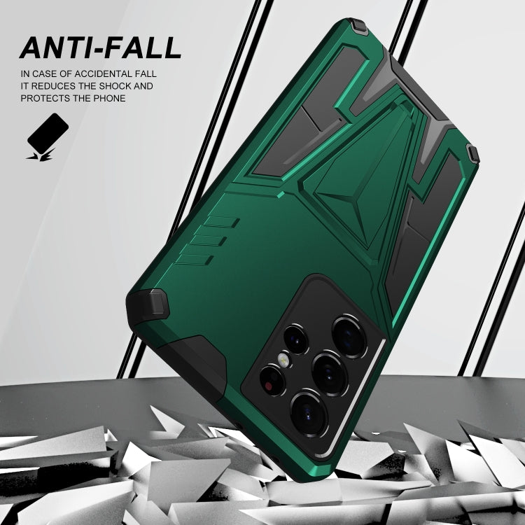 For Samsung Galaxy S21 Ultra 5G Super V Armor PC + TPU Shockproof Case with Invisible Holder