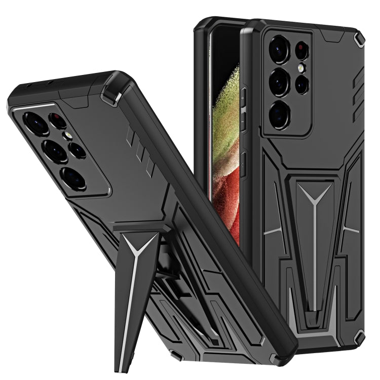 For Samsung Galaxy S21 Ultra 5G Super V Armor PC + TPU Shockproof Case with Invisible Holder