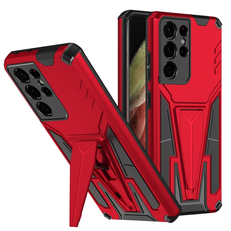 For Samsung Galaxy S21 Ultra 5G Super V Armor PC + TPU Shockproof Case with Invisible Holder