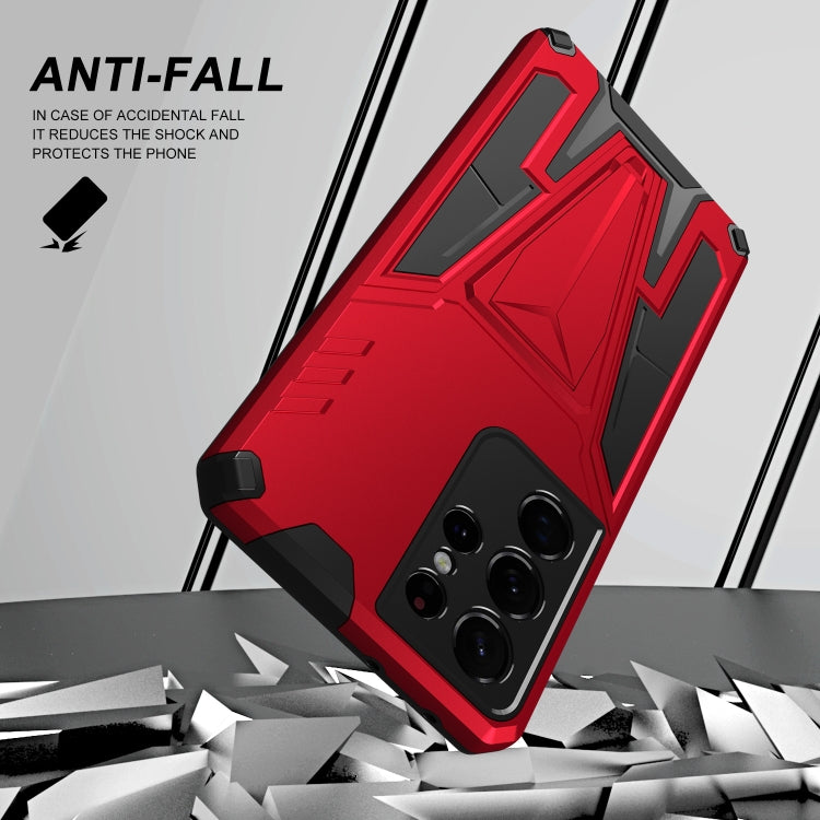For Samsung Galaxy S21 Ultra 5G Super V Armor PC + TPU Shockproof Case with Invisible Holder