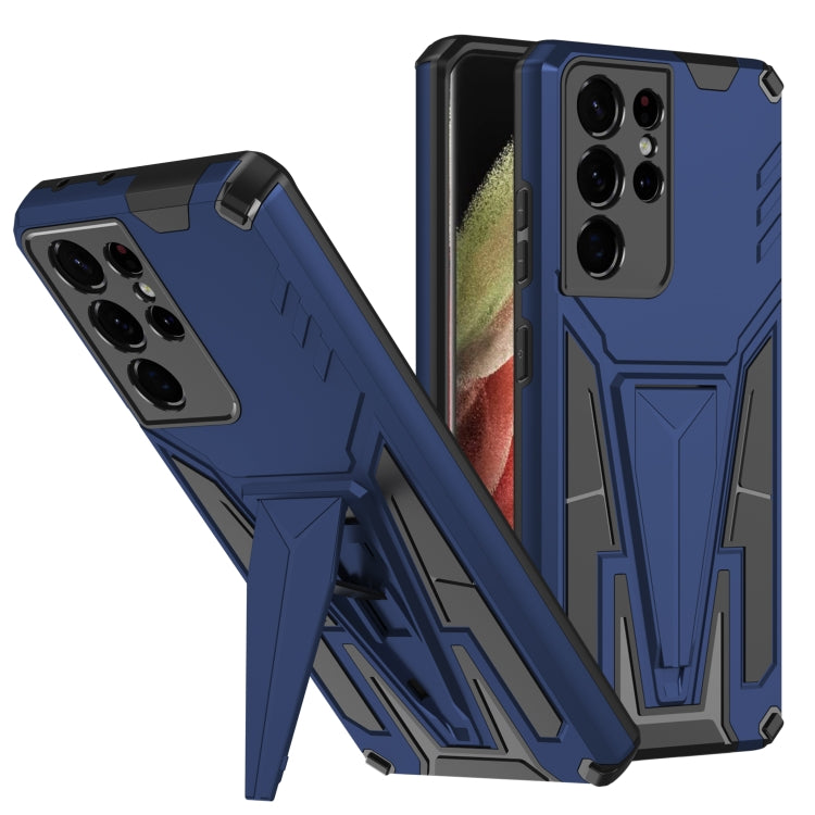 For Samsung Galaxy S21 Ultra 5G Super V Armor PC + TPU Shockproof Case with Invisible Holder