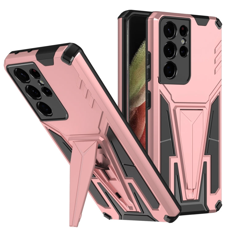 For Samsung Galaxy S21 Ultra 5G Super V Armor PC + TPU Shockproof Case with Invisible Holder