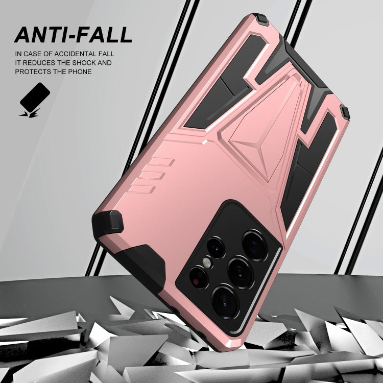 For Samsung Galaxy S21 Ultra 5G Super V Armor PC + TPU Shockproof Case with Invisible Holder