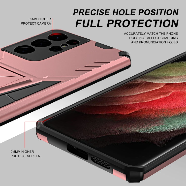 For Samsung Galaxy S21 Ultra 5G Super V Armor PC + TPU Shockproof Case with Invisible Holder