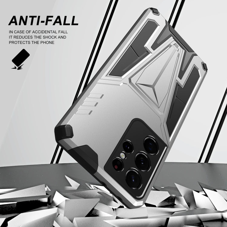 For Samsung Galaxy S21 Ultra 5G Super V Armor PC + TPU Shockproof Case with Invisible Holder