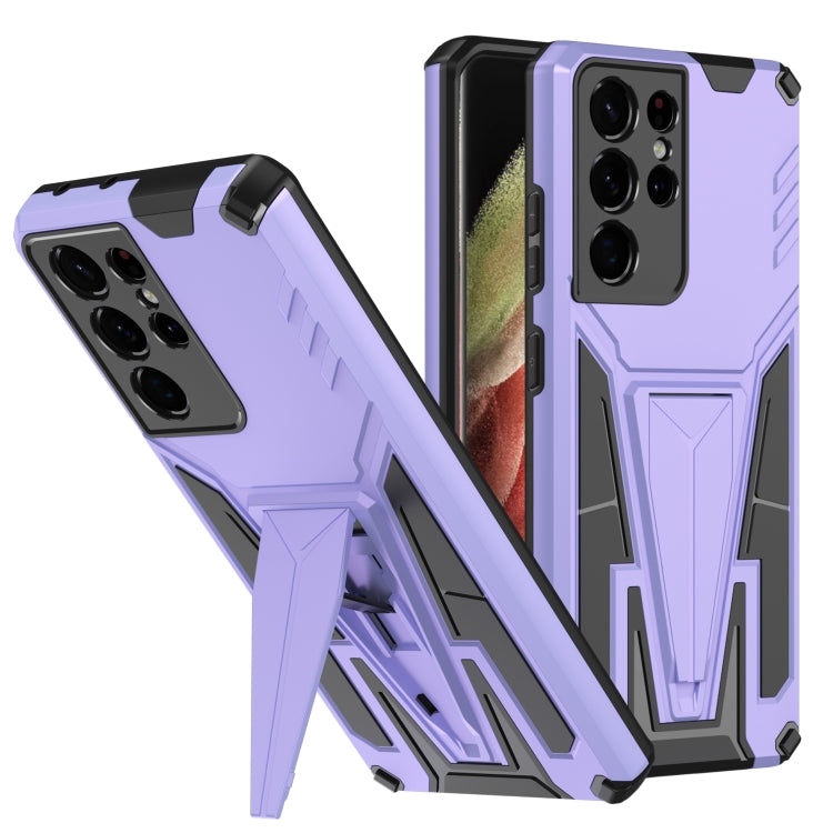 For Samsung Galaxy S21 Ultra 5G Super V Armor PC + TPU Shockproof Case with Invisible Holder