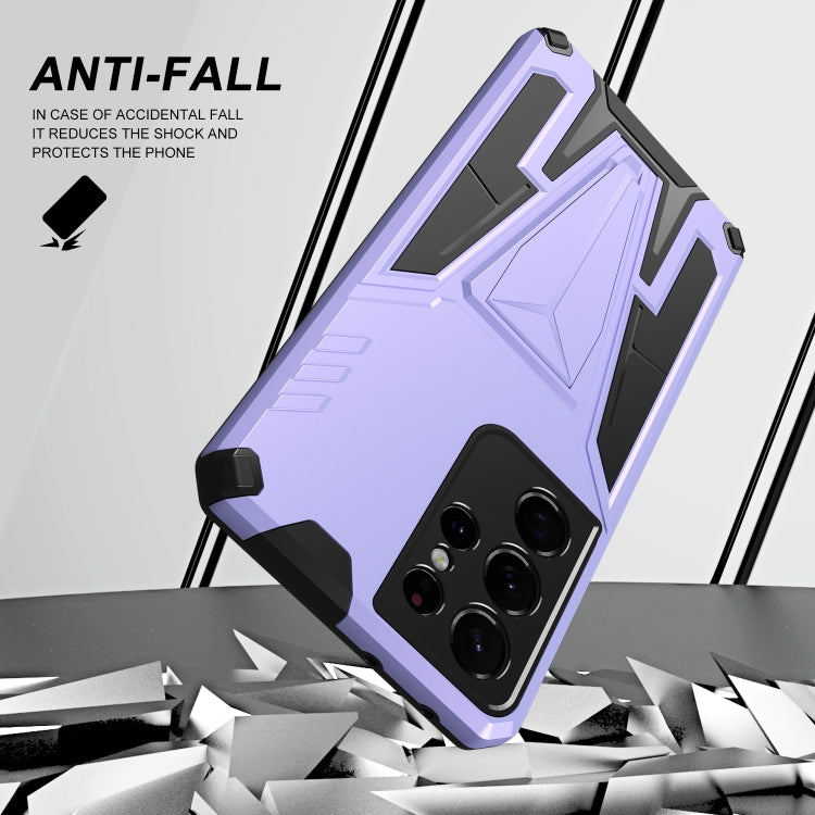 For Samsung Galaxy S21 Ultra 5G Super V Armor PC + TPU Shockproof Case with Invisible Holder