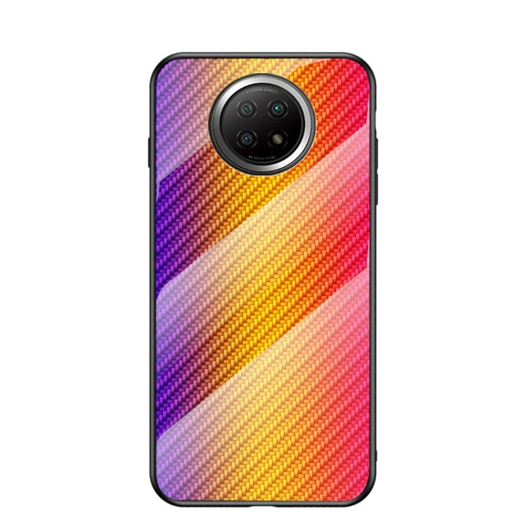 For Xiaomi Redmi Note 9T Gradient Carbon Fiber Texture TPU Border Tempered Glass Case