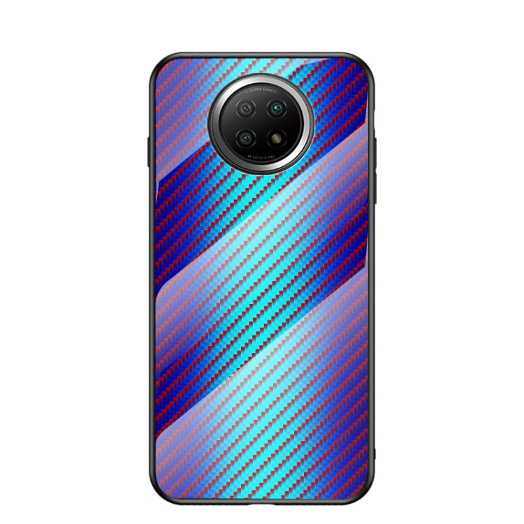 For Xiaomi Redmi Note 9T Gradient Carbon Fiber Texture TPU Border Tempered Glass Case