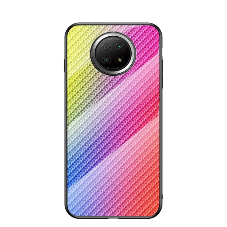 For Xiaomi Redmi Note 9T Gradient Carbon Fiber Texture TPU Border Tempered Glass Case