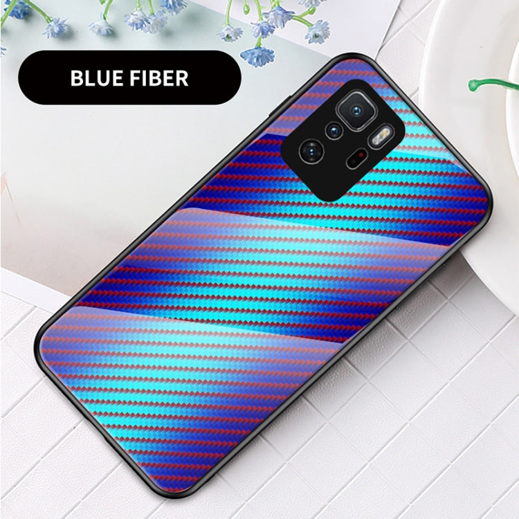 For Xiaomi Poco X3 GT /  Redmi Note 10 Pro 5G Gradient Carbon Fiber Texture TPU Border Tempered Glass Case