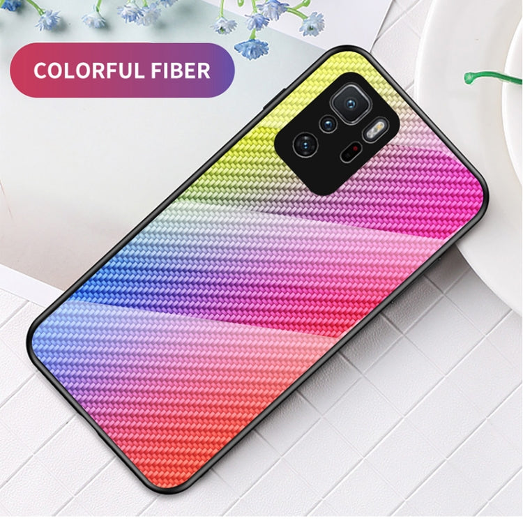 For Xiaomi Poco X3 GT /  Redmi Note 10 Pro 5G Gradient Carbon Fiber Texture TPU Border Tempered Glass Case
