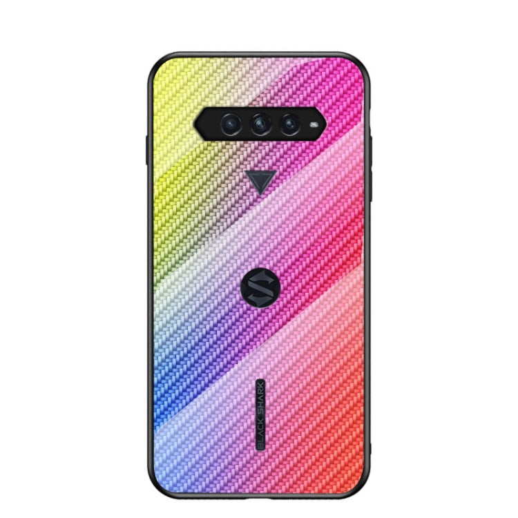 For Xiaomi Black Shark 4 / 4 Pro Gradient Carbon Fiber Texture TPU Border Tempered Glass Case