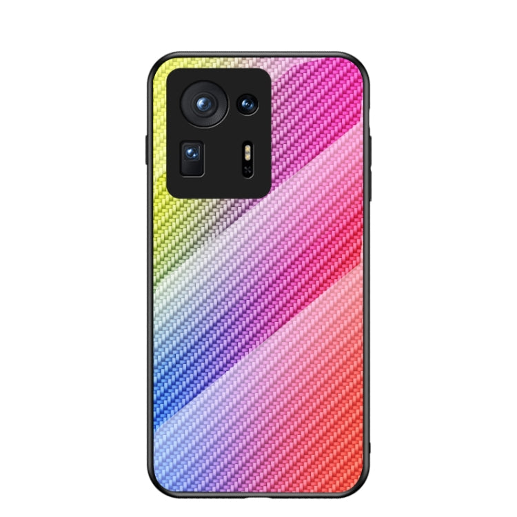 For Xiaomi Mi Mix 4 Gradient Carbon Fiber Texture TPU Border Tempered Glass Case