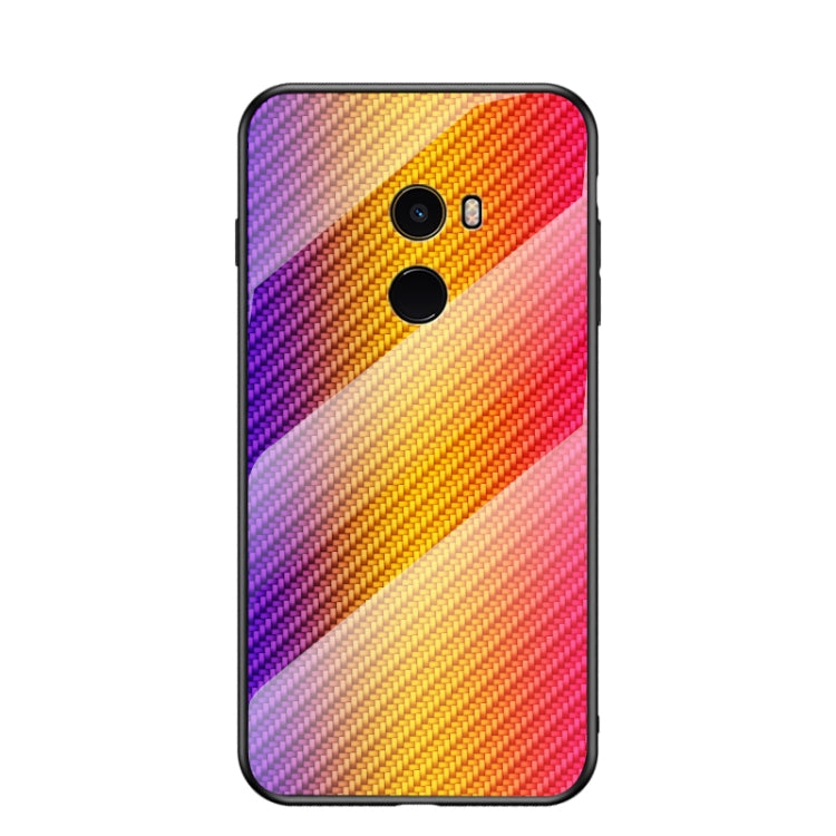 For Xiaomi Mi Mix Gradient Carbon Fiber Texture TPU Border Tempered Glass Case