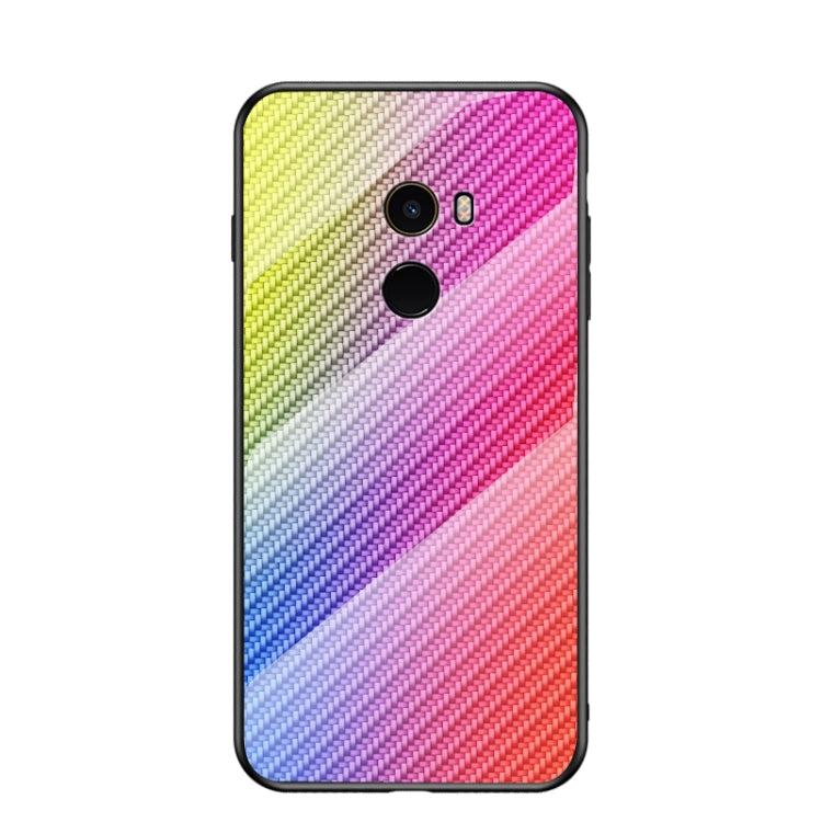 For Xiaomi Mi Mix Gradient Carbon Fiber Texture TPU Border Tempered Glass Case