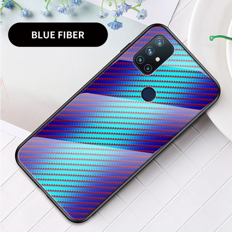 For OnePlus N10 5G Gradient Carbon Fiber Texture TPU Border Tempered Glass Case