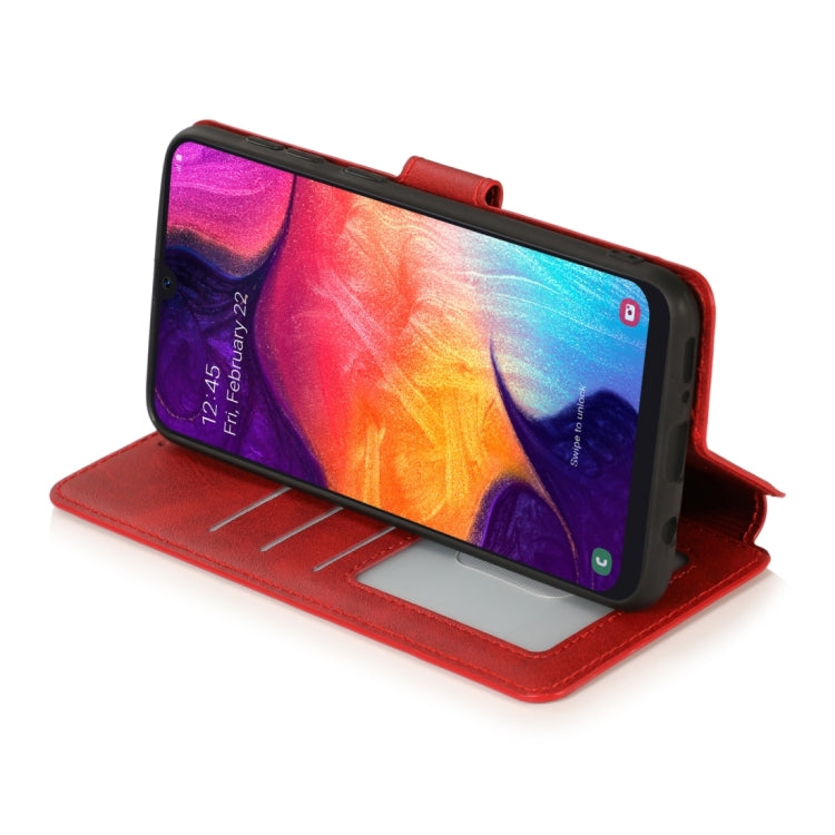 For Samsung Galaxy A70 Calf Texture Magnetic Buckle Horizontal Flip Leather Case with Holder & Card Slots & Wallet & Photo Frame