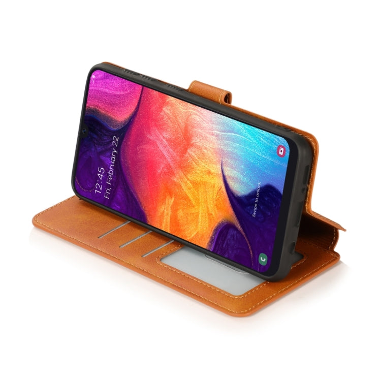 For Samsung Galaxy A70 Calf Texture Magnetic Buckle Horizontal Flip Leather Case with Holder & Card Slots & Wallet & Photo Frame
