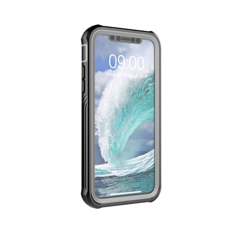 For iPhone X / XS Waterproof Dustproof Shockproof Transparent Acrylic Protective Case(Black)