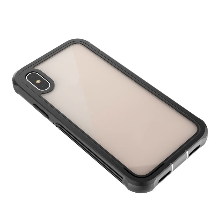For iPhone X / XS Waterproof Dustproof Shockproof Transparent Acrylic Protective Case(Black)