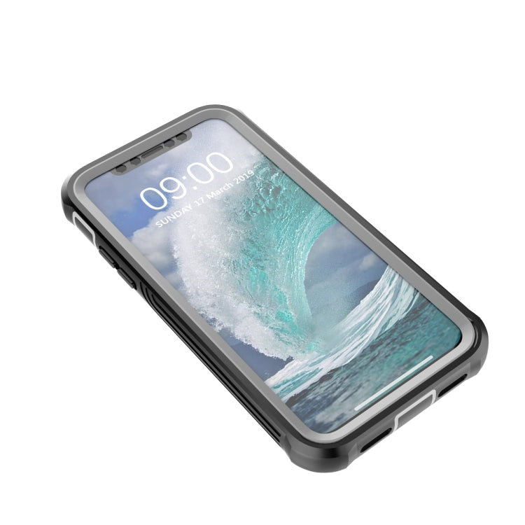 For iPhone X / XS Waterproof Dustproof Shockproof Transparent Acrylic Protective Case(Black)