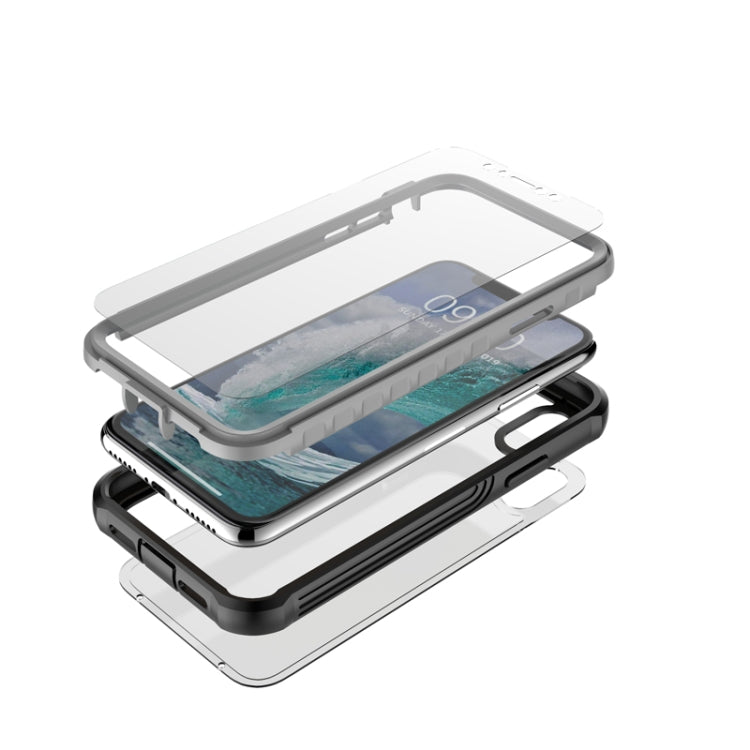 For iPhone X / XS Waterproof Dustproof Shockproof Transparent Acrylic Protective Case(Black)